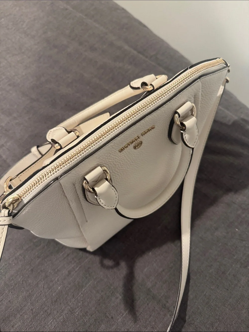 Michael Kors Pebbled Leather Crossbody Satchel in White